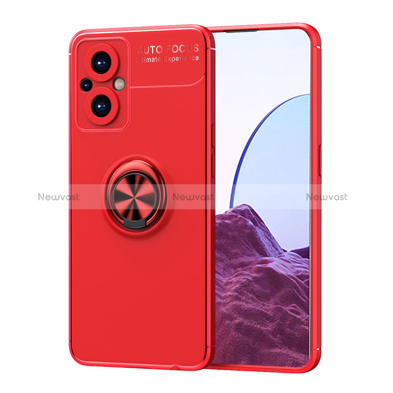 Ultra-thin Silicone Gel Soft Case Cover with Magnetic Finger Ring Stand JM1 for Oppo Reno8 Lite 5G