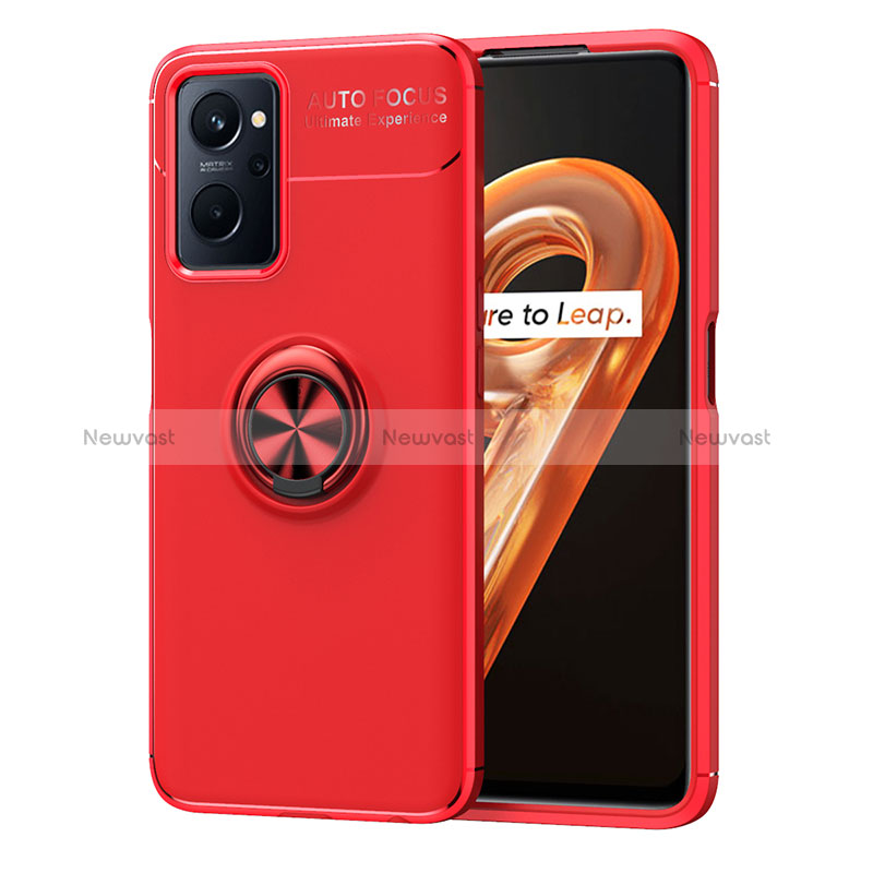 Ultra-thin Silicone Gel Soft Case Cover with Magnetic Finger Ring Stand JM1 for Realme 9i 4G