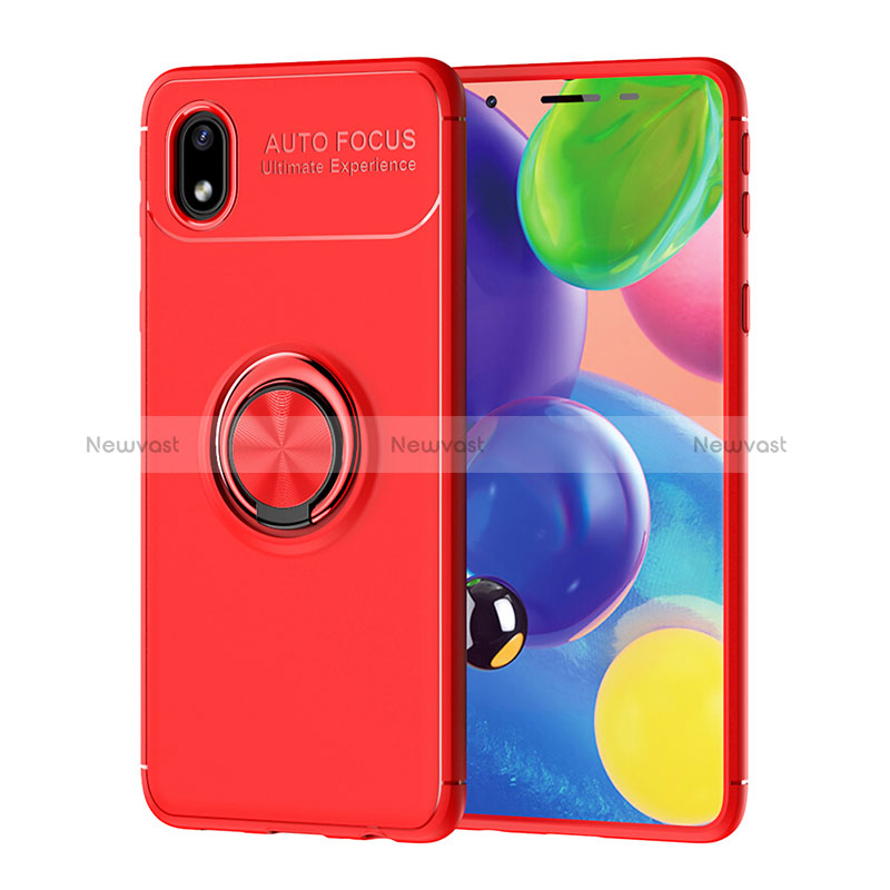 Ultra-thin Silicone Gel Soft Case Cover with Magnetic Finger Ring Stand JM1 for Samsung Galaxy A01 Core