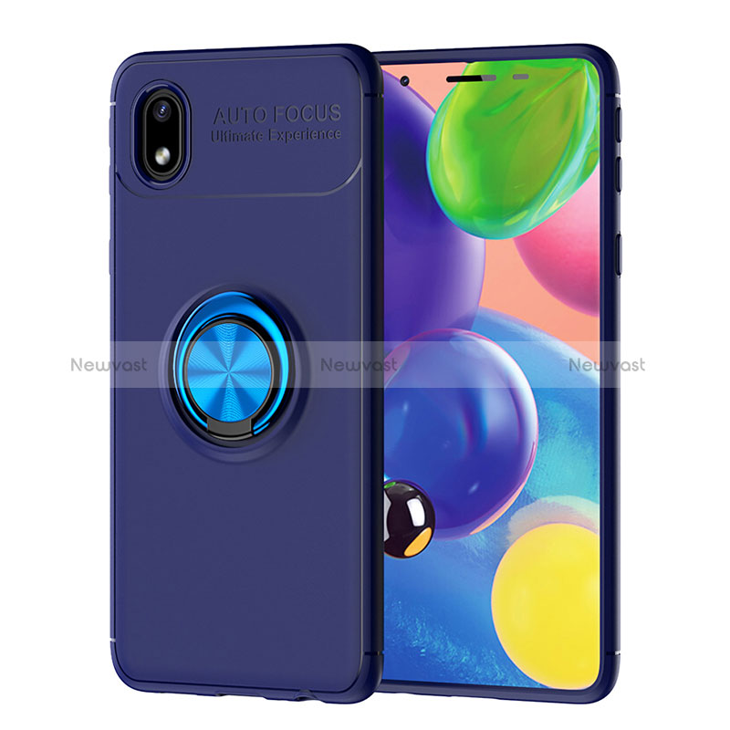 Ultra-thin Silicone Gel Soft Case Cover with Magnetic Finger Ring Stand JM1 for Samsung Galaxy A01 Core