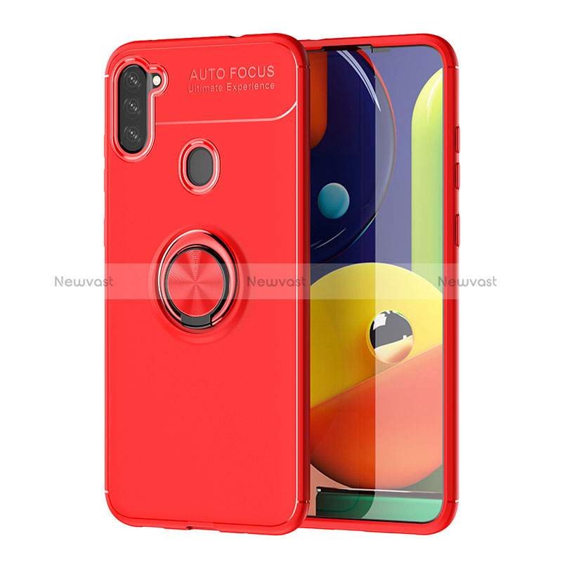 Ultra-thin Silicone Gel Soft Case Cover with Magnetic Finger Ring Stand JM1 for Samsung Galaxy A11