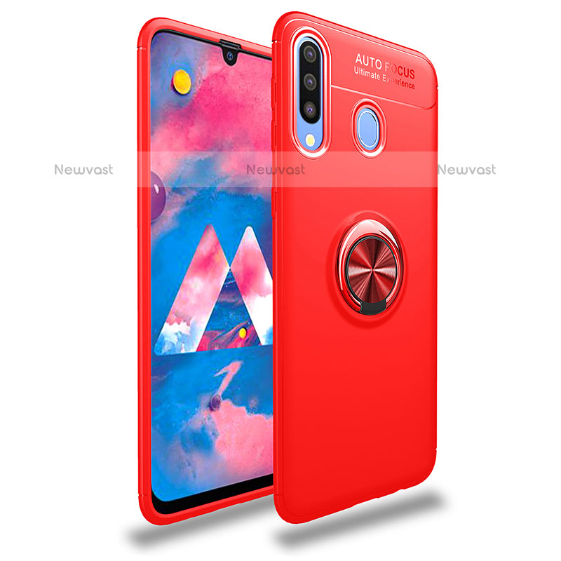 Ultra-thin Silicone Gel Soft Case Cover with Magnetic Finger Ring Stand JM1 for Samsung Galaxy A20