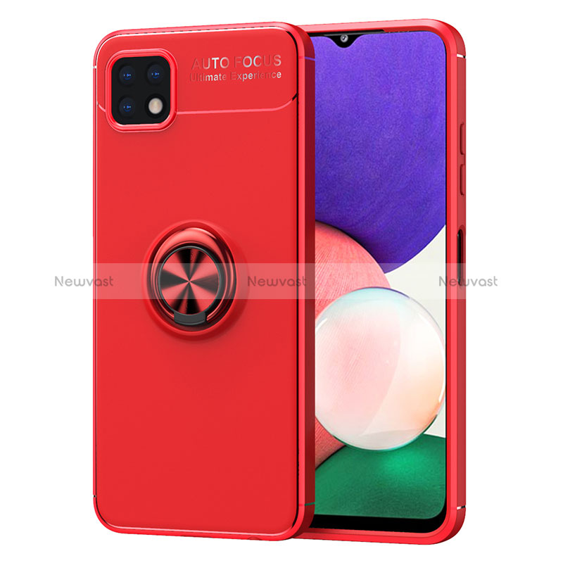 Ultra-thin Silicone Gel Soft Case Cover with Magnetic Finger Ring Stand JM1 for Samsung Galaxy A22 5G