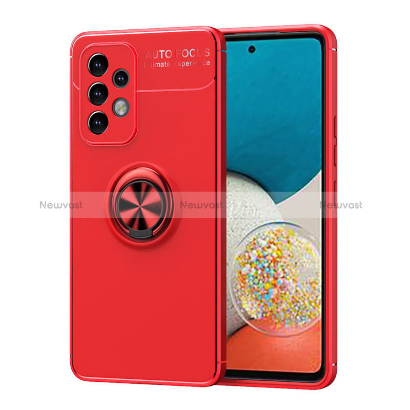 Ultra-thin Silicone Gel Soft Case Cover with Magnetic Finger Ring Stand JM1 for Samsung Galaxy A33 5G Red