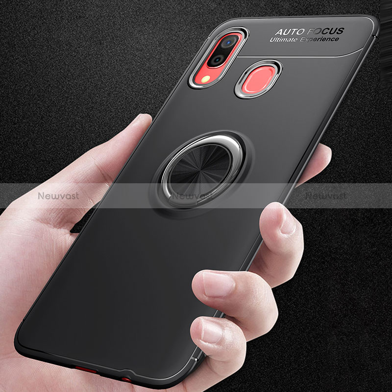 Ultra-thin Silicone Gel Soft Case Cover with Magnetic Finger Ring Stand JM1 for Samsung Galaxy A40