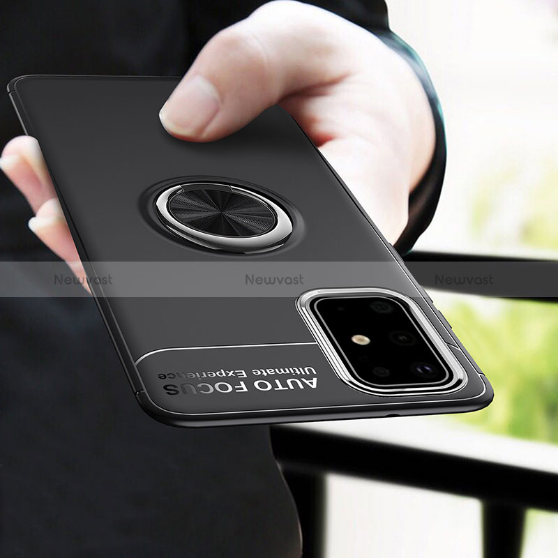 Ultra-thin Silicone Gel Soft Case Cover with Magnetic Finger Ring Stand JM1 for Samsung Galaxy A41