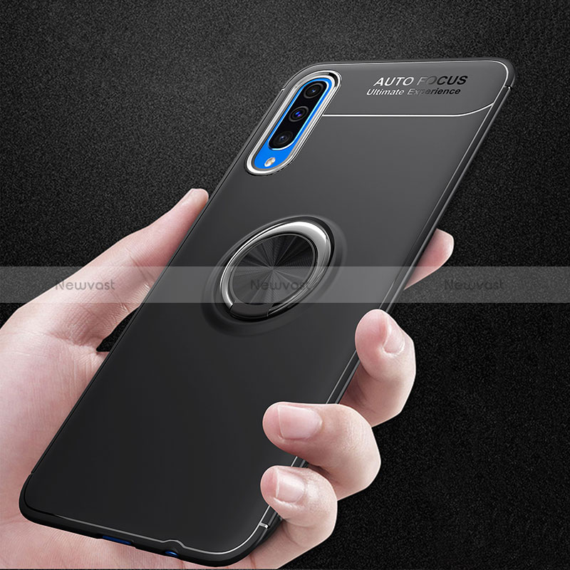 Ultra-thin Silicone Gel Soft Case Cover with Magnetic Finger Ring Stand JM1 for Samsung Galaxy A50S