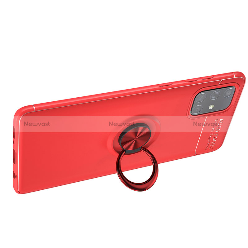 Ultra-thin Silicone Gel Soft Case Cover with Magnetic Finger Ring Stand JM1 for Samsung Galaxy A51 5G