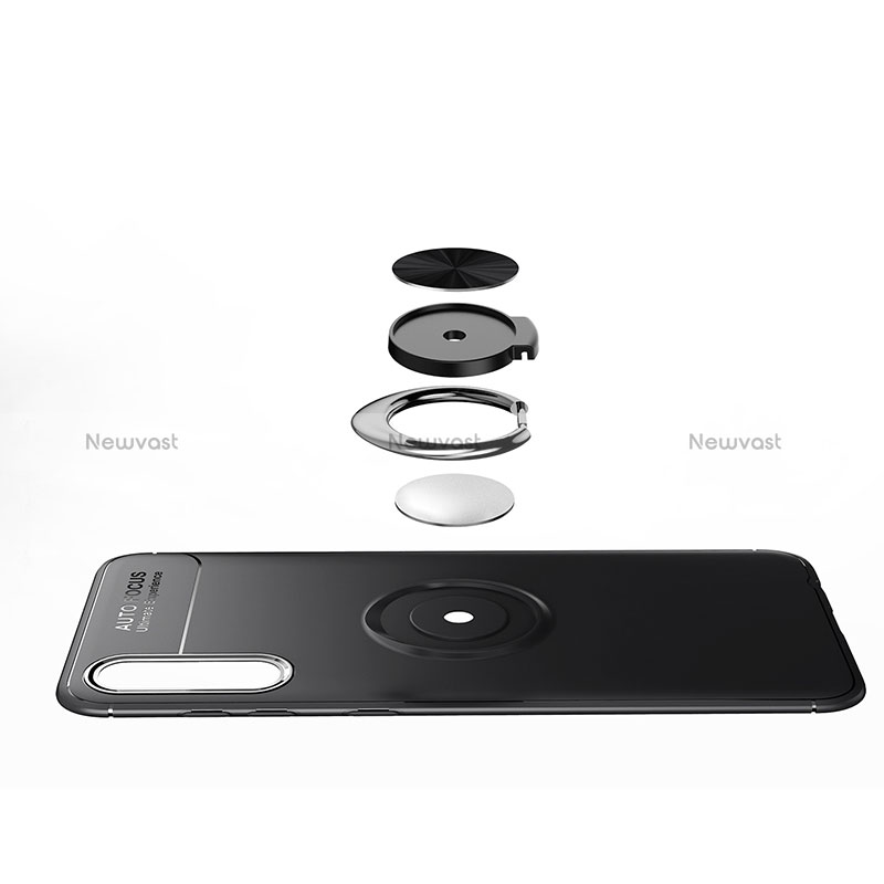 Ultra-thin Silicone Gel Soft Case Cover with Magnetic Finger Ring Stand JM1 for Samsung Galaxy A70