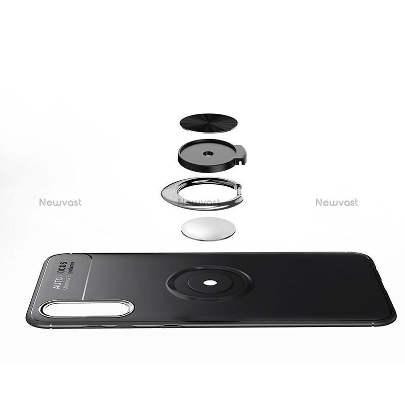 Ultra-thin Silicone Gel Soft Case Cover with Magnetic Finger Ring Stand JM1 for Samsung Galaxy A70S
