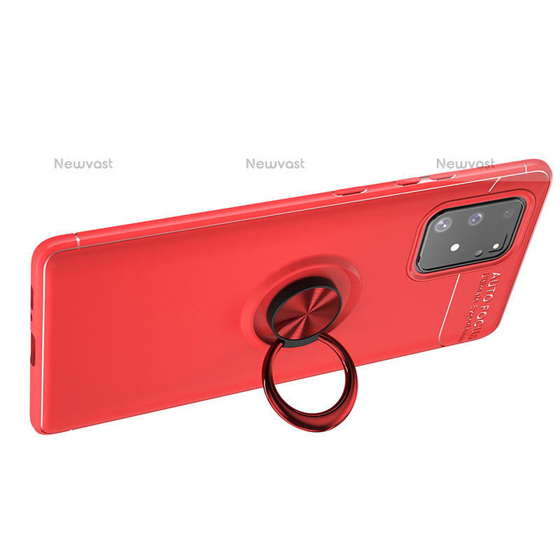 Ultra-thin Silicone Gel Soft Case Cover with Magnetic Finger Ring Stand JM1 for Samsung Galaxy A91