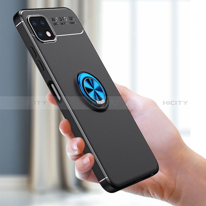 Ultra-thin Silicone Gel Soft Case Cover with Magnetic Finger Ring Stand JM1 for Samsung Galaxy F42 5G