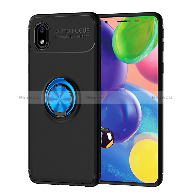 Ultra-thin Silicone Gel Soft Case Cover with Magnetic Finger Ring Stand JM1 for Samsung Galaxy M01 Core