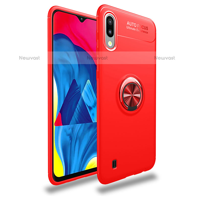 Ultra-thin Silicone Gel Soft Case Cover with Magnetic Finger Ring Stand JM1 for Samsung Galaxy M10 Red