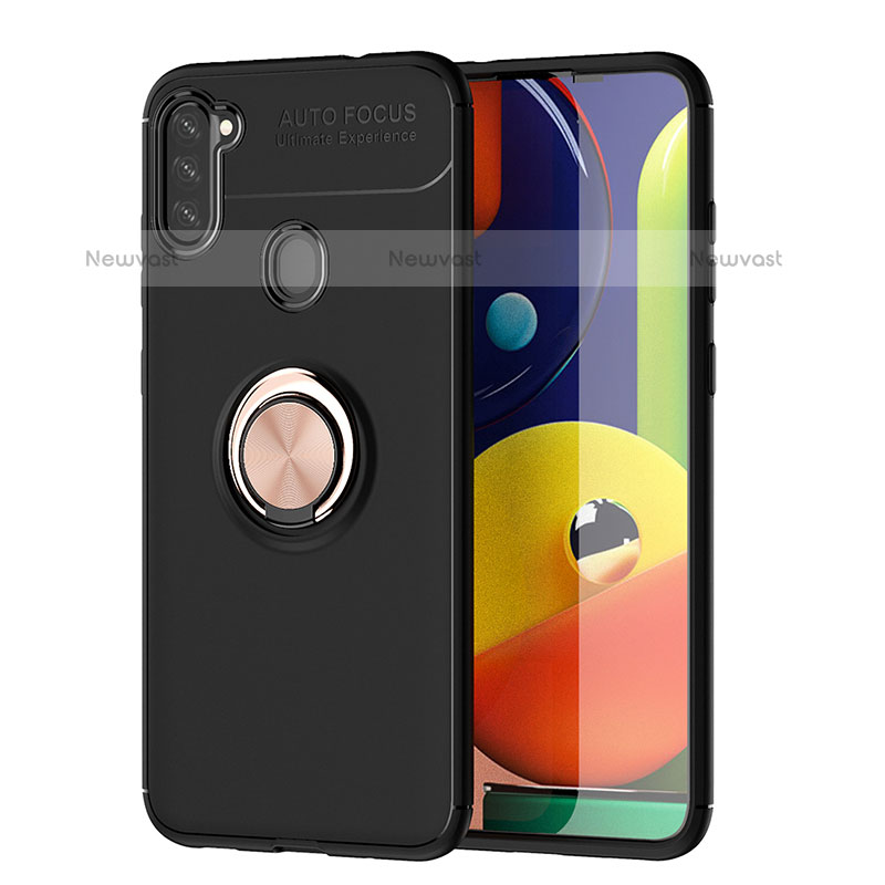 Ultra-thin Silicone Gel Soft Case Cover with Magnetic Finger Ring Stand JM1 for Samsung Galaxy M11