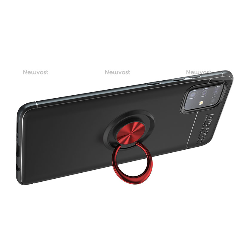 Ultra-thin Silicone Gel Soft Case Cover with Magnetic Finger Ring Stand JM1 for Samsung Galaxy M31s