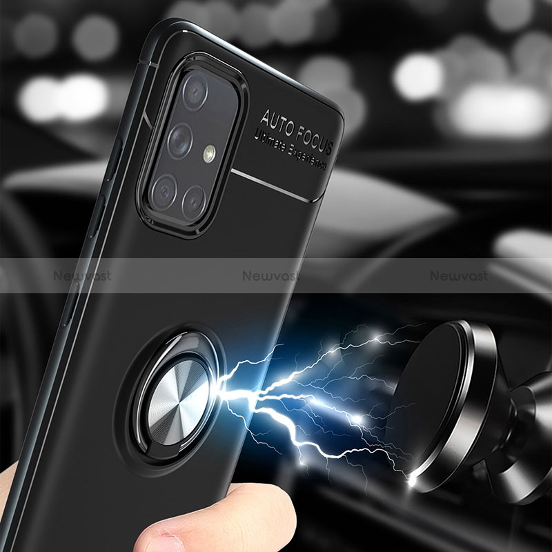 Ultra-thin Silicone Gel Soft Case Cover with Magnetic Finger Ring Stand JM1 for Samsung Galaxy M40S
