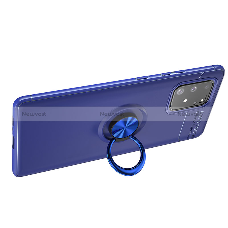 Ultra-thin Silicone Gel Soft Case Cover with Magnetic Finger Ring Stand JM1 for Samsung Galaxy M80S