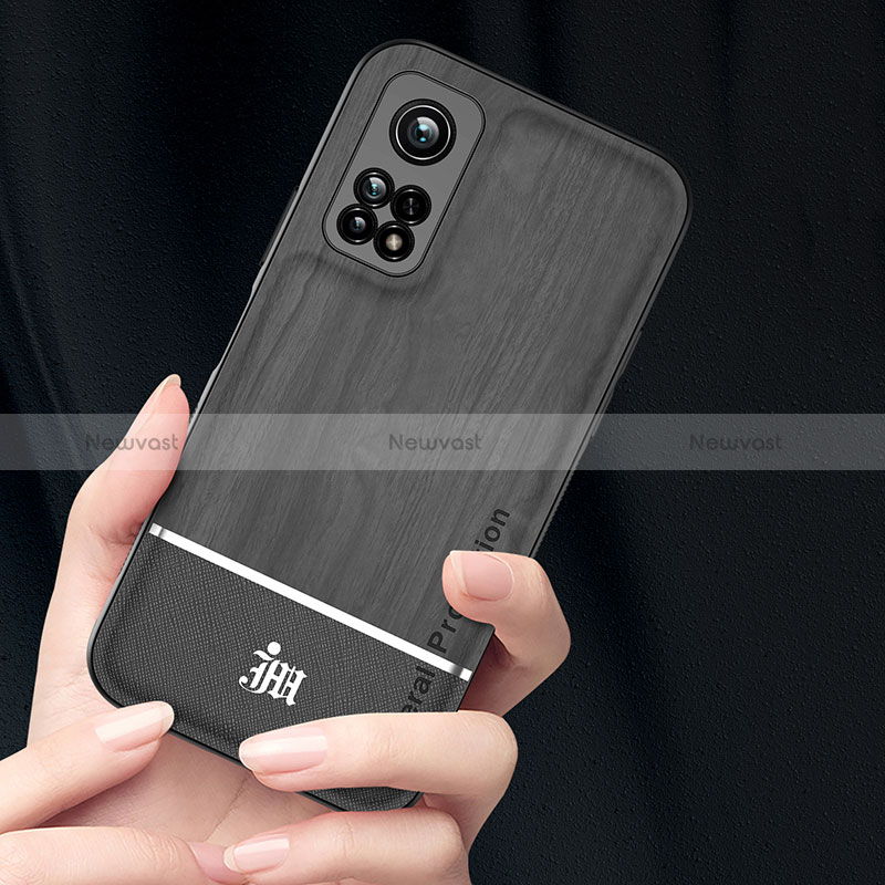 Ultra-thin Silicone Gel Soft Case Cover with Magnetic Finger Ring Stand JM1 for Xiaomi Mi 10T 5G