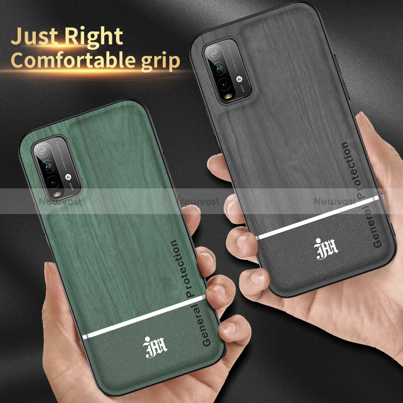 Ultra-thin Silicone Gel Soft Case Cover with Magnetic Finger Ring Stand JM1 for Xiaomi Redmi 9T 4G