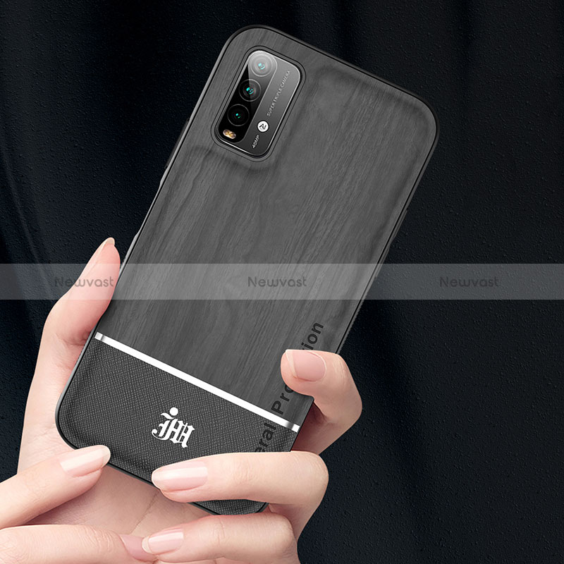 Ultra-thin Silicone Gel Soft Case Cover with Magnetic Finger Ring Stand JM1 for Xiaomi Redmi 9T 4G