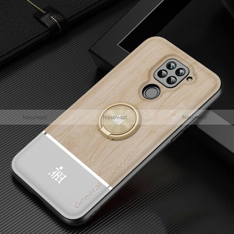 Ultra-thin Silicone Gel Soft Case Cover with Magnetic Finger Ring Stand JM1 for Xiaomi Redmi Note 9