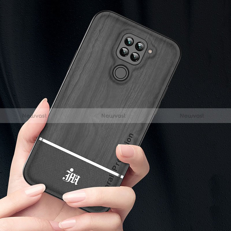 Ultra-thin Silicone Gel Soft Case Cover with Magnetic Finger Ring Stand JM1 for Xiaomi Redmi Note 9