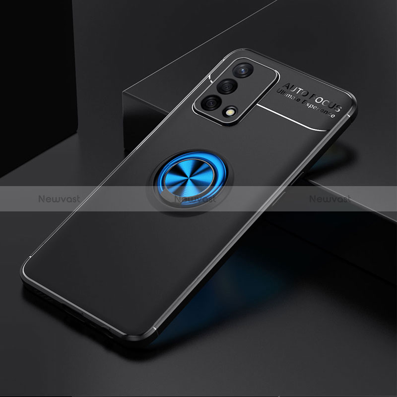Ultra-thin Silicone Gel Soft Case Cover with Magnetic Finger Ring Stand JM2 for Oppo Reno6 Lite
