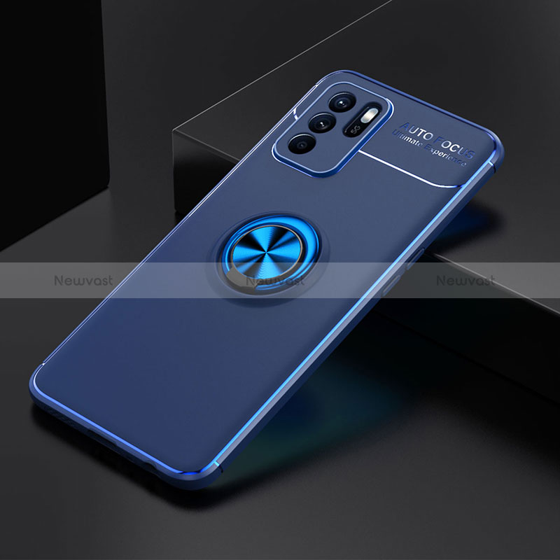 Ultra-thin Silicone Gel Soft Case Cover with Magnetic Finger Ring Stand JM2 for Oppo Reno6 Z 5G