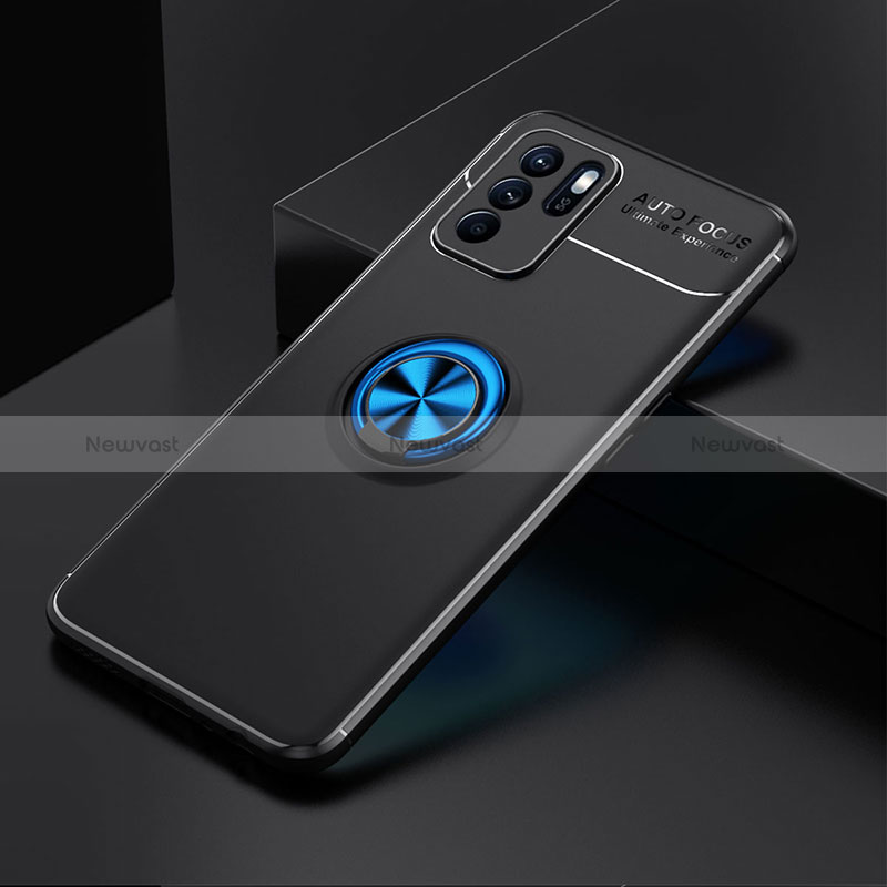 Ultra-thin Silicone Gel Soft Case Cover with Magnetic Finger Ring Stand JM2 for Oppo Reno6 Z 5G