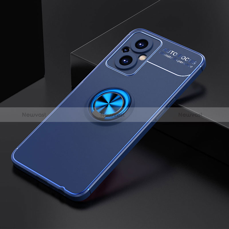 Ultra-thin Silicone Gel Soft Case Cover with Magnetic Finger Ring Stand JM2 for Oppo Reno7 Lite 5G