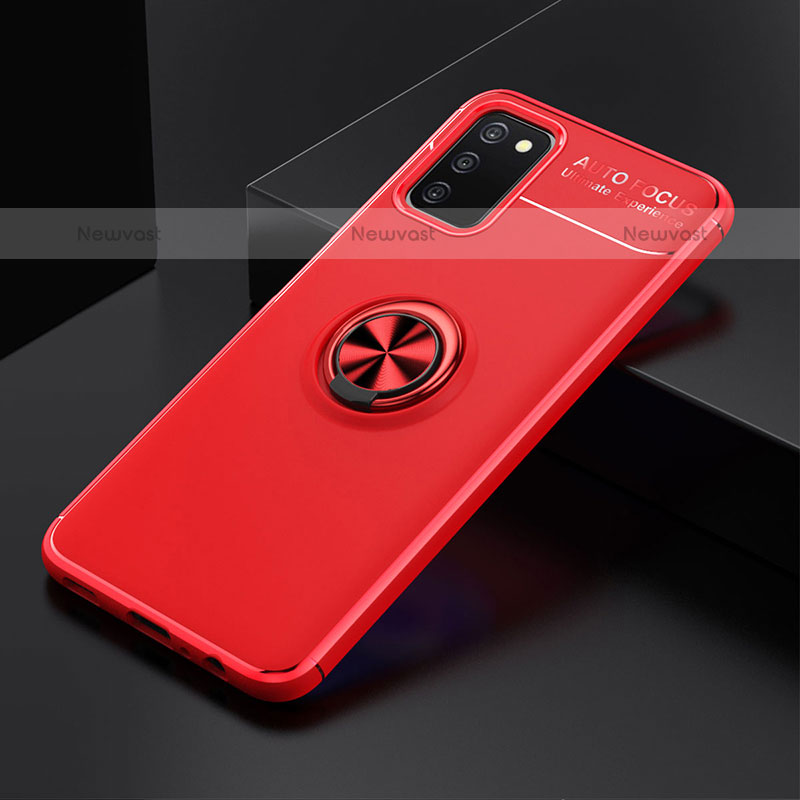 Ultra-thin Silicone Gel Soft Case Cover with Magnetic Finger Ring Stand JM2 for Samsung Galaxy A02s