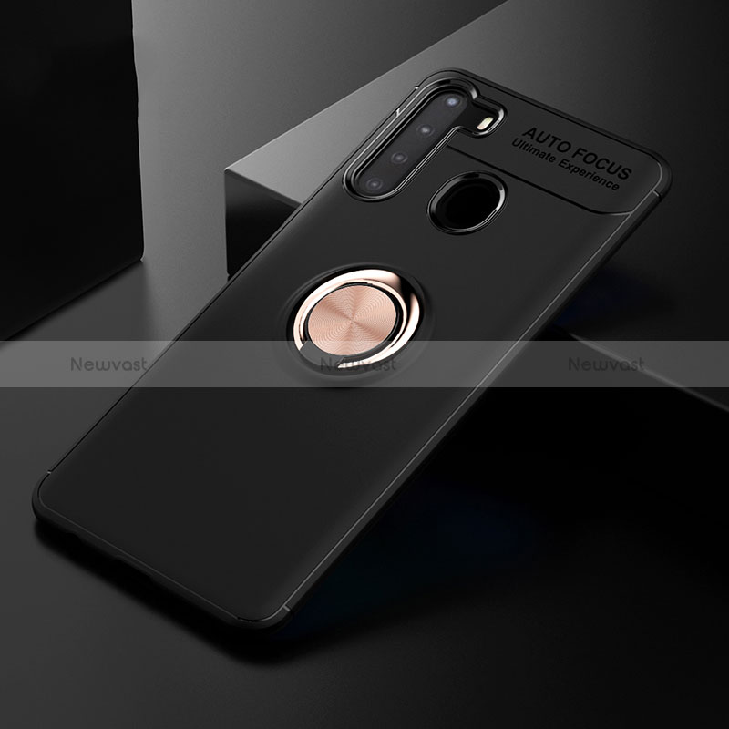 Ultra-thin Silicone Gel Soft Case Cover with Magnetic Finger Ring Stand JM2 for Samsung Galaxy A21