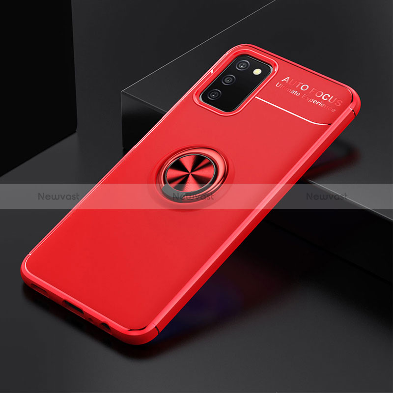 Ultra-thin Silicone Gel Soft Case Cover with Magnetic Finger Ring Stand JM2 for Samsung Galaxy M02s
