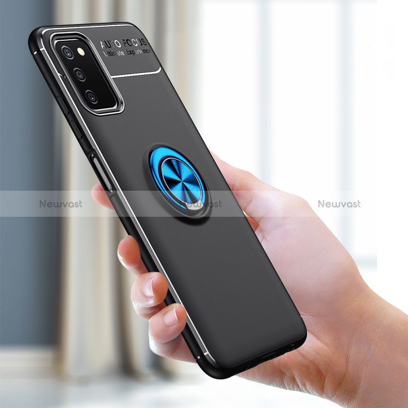 Ultra-thin Silicone Gel Soft Case Cover with Magnetic Finger Ring Stand JM2 for Samsung Galaxy M02s