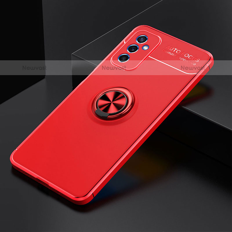 Ultra-thin Silicone Gel Soft Case Cover with Magnetic Finger Ring Stand JM2 for Samsung Galaxy M52 5G Red