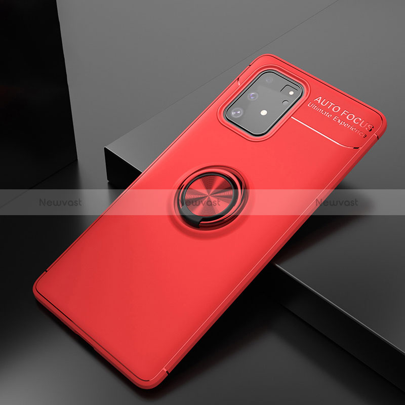 Ultra-thin Silicone Gel Soft Case Cover with Magnetic Finger Ring Stand JM2 for Samsung Galaxy M80S Red