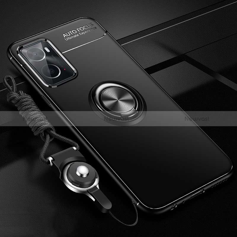 Ultra-thin Silicone Gel Soft Case Cover with Magnetic Finger Ring Stand JM3 for Oppo A76