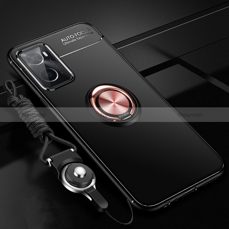 Ultra-thin Silicone Gel Soft Case Cover with Magnetic Finger Ring Stand JM3 for Oppo A76