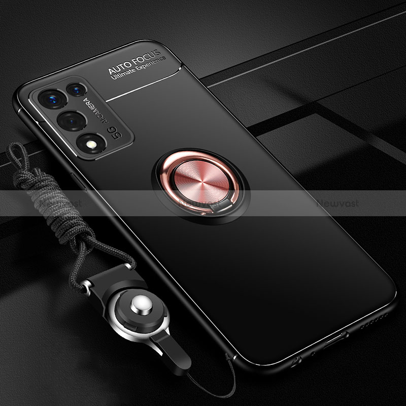 Ultra-thin Silicone Gel Soft Case Cover with Magnetic Finger Ring Stand JM3 for Oppo K9S 5G