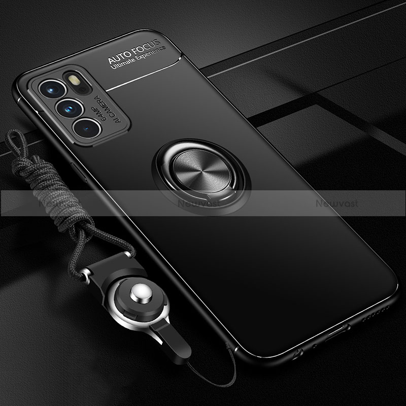 Ultra-thin Silicone Gel Soft Case Cover with Magnetic Finger Ring Stand JM3 for Oppo Reno6 Pro 5G India