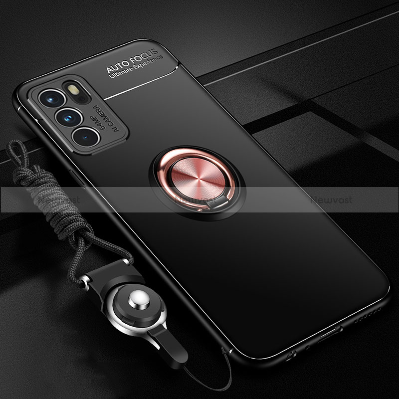 Ultra-thin Silicone Gel Soft Case Cover with Magnetic Finger Ring Stand JM3 for Oppo Reno6 Pro 5G India