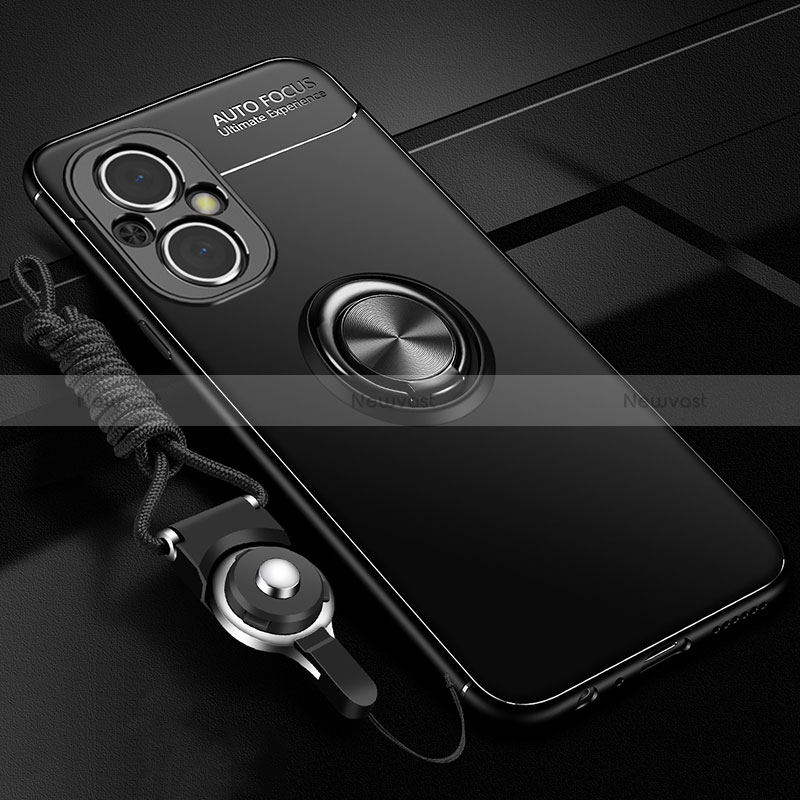 Ultra-thin Silicone Gel Soft Case Cover with Magnetic Finger Ring Stand JM3 for Oppo Reno7 Lite 5G