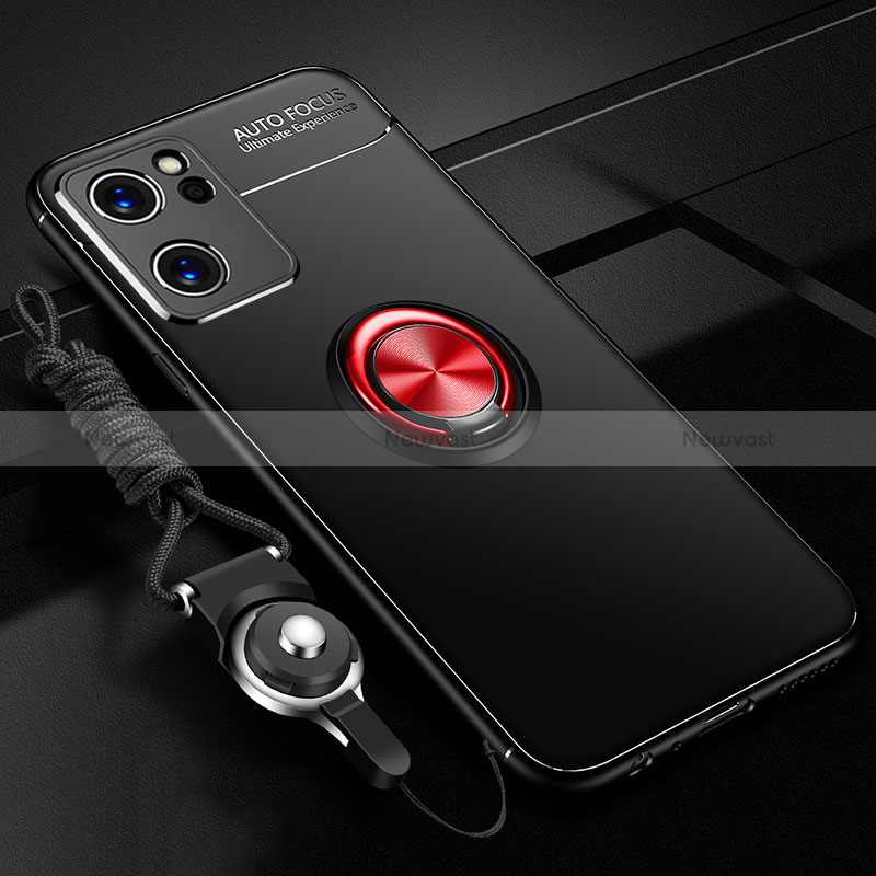 Ultra-thin Silicone Gel Soft Case Cover with Magnetic Finger Ring Stand JM3 for Oppo Reno7 SE 5G