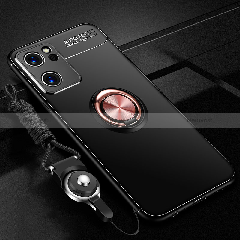 Ultra-thin Silicone Gel Soft Case Cover with Magnetic Finger Ring Stand JM3 for Oppo Reno7 SE 5G