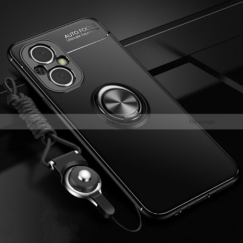 Ultra-thin Silicone Gel Soft Case Cover with Magnetic Finger Ring Stand JM3 for Oppo Reno8 Lite 5G