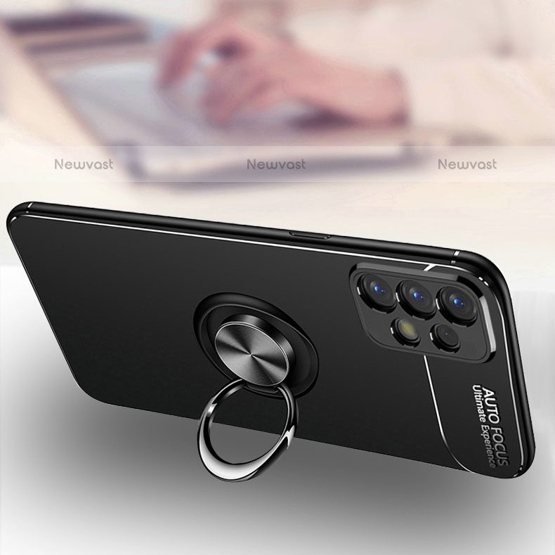 Ultra-thin Silicone Gel Soft Case Cover with Magnetic Finger Ring Stand JM3 for Samsung Galaxy A23 5G