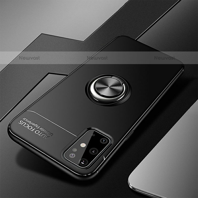 Ultra-thin Silicone Gel Soft Case Cover with Magnetic Finger Ring Stand JM3 for Samsung Galaxy S20 Plus