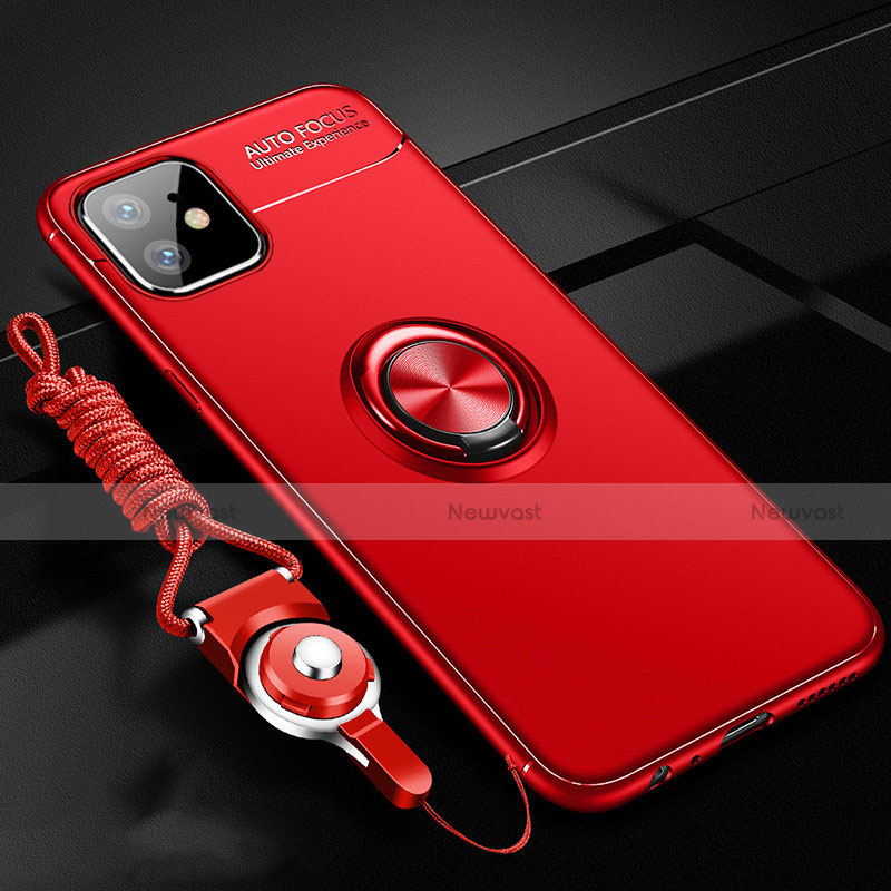 Ultra-thin Silicone Gel Soft Case Cover with Magnetic Finger Ring Stand N03 for Apple iPhone 12