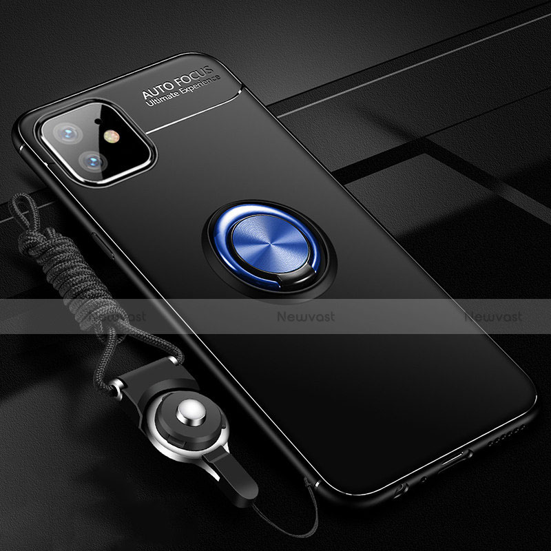 Ultra-thin Silicone Gel Soft Case Cover with Magnetic Finger Ring Stand N03 for Apple iPhone 12